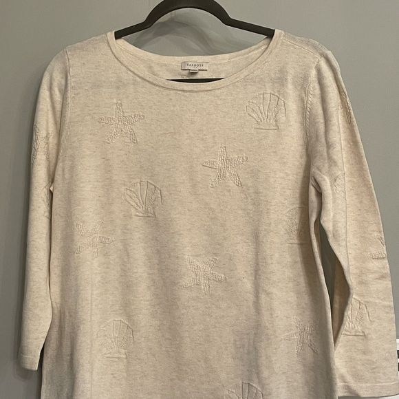 Talbots Sweater Lightweight 3/4 Sleeve Sea Shells Women’s Medium NWT - Picture 2 of 14